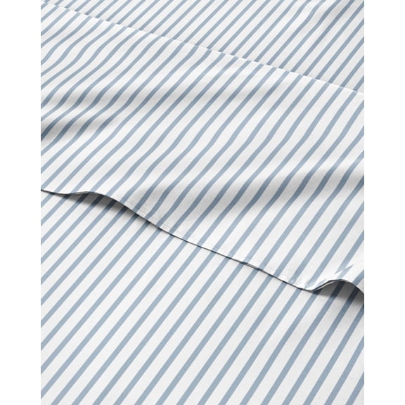 Striped Sheets - Blue & White Striped Sheets - 1 Flat & 1 Fitted & 2 Pillowcases w/ Deep Pockets  Wrinkle & Fade Free - Ultra-Soft, Breathable and Cooling - Luxury Pinstripe Bedding - Queen Size Set