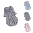 thumbnail image 1 of Striped Shirt Women 2026 Spring Fall Casual Long Sleeve Button Down Collared Curved Hem Business Casual Shirt, 1 of 5