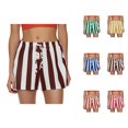 thumbnail image 1 of Striped Shorts for Women 2026 Summer Casual Lightweight Elastic Waist Color Block Beach Shorts Loungewear, 1 of 5