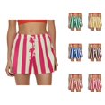 thumbnail image 1 of Striped Shorts for Women 2026 Summer Casual Lightweight Elastic Waist Color Block Beach Shorts Loungewear, 1 of 4