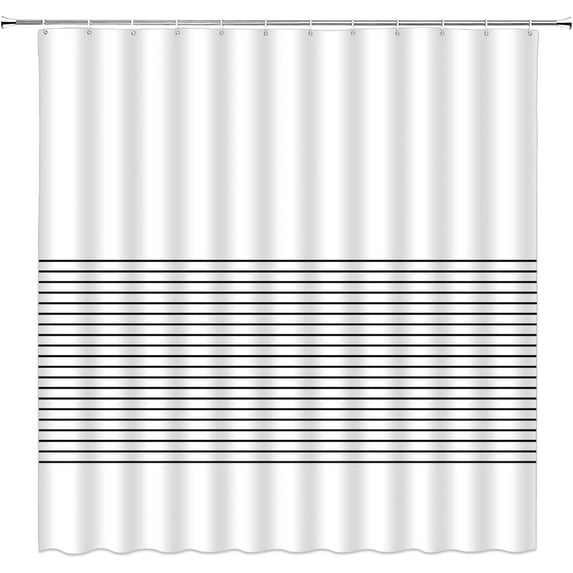 Striped Shower Curtain Black and White Stripes Modern Simple Boho Fabric Bathroom Curtains Decor Set with Hook(84" Wx72 H)