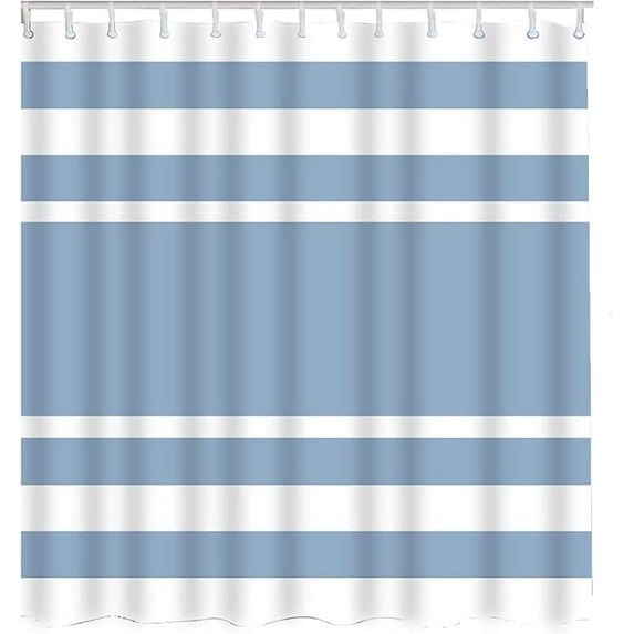 Striped Shower Curtain Blue White Water Resistant Bathroom Accessories For Home Decorations 48"W x 72"L (Pack of 1)