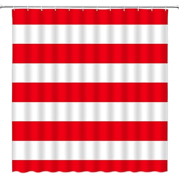 Striped Shower Curtain Red And White Striped Modern Fashion Red White Design Pattern Christmas Bath Curtain Fabric Bathroom Decor Set With Hooks 72"W x 96"L