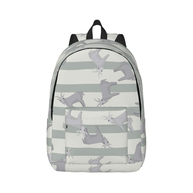 Striped Simple Cartoon Cute Goat Canvas Backpack Backpack for School Bookbag School Backpacks for College Student Boys Girls Travel Work Laptop Backpack Carry On Backpack for Women Men Walmart