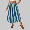 thumbnail image 1 of Striped Skirts for Women Summer A Line Elastic Waist Flowy Skirt Beach Outfit Comfortable Womens Flowy Midi Skirt Dark Blue XXL, 1 of 4