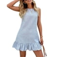 thumbnail image 1 of Striped Sleeveless Dress for Women Summer Crewneck Pullover Loose Sundress Ruffle Mini Tank Dress, XL, 1 of 3