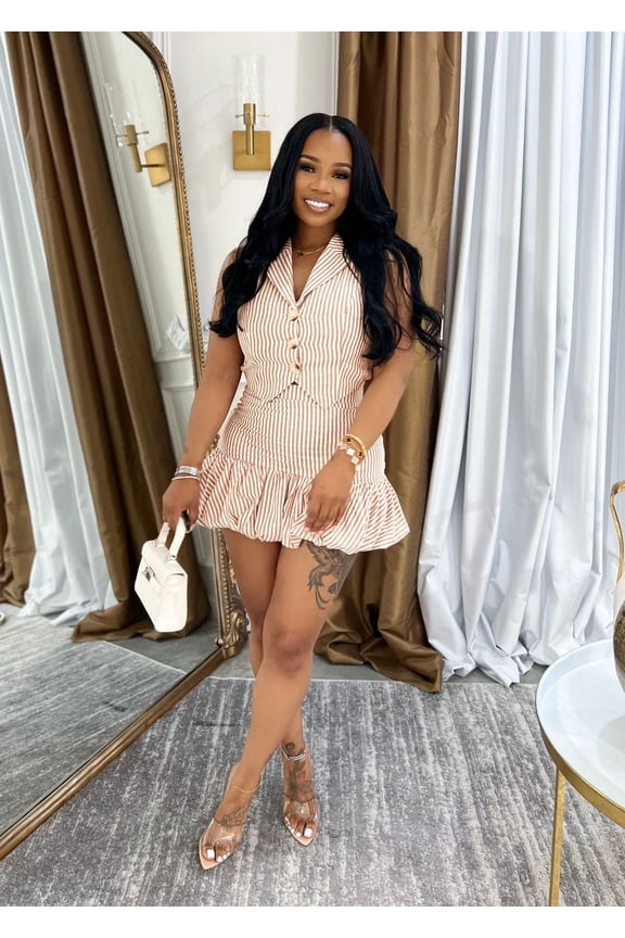 Striped Sleeveless Two-Piece Set
