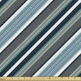 thumbnail image 1 of Ambesonne Striped Fabric by the Yard Upholstery, Grey and Blue Diagonal, 1 Yard, White Grey Navy, 1 of 4