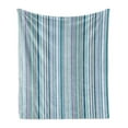 thumbnail image 1 of Striped Soft Flannel Fleece Blanket, Blue Purple Teal Aqua Lavender Colored Vertical Stripes Geometric Abstract Vintage, Cozy Plush for Indoor and Outdoor Use, 70" x 90", Multicolor, by Ambesonne, 1 of 5