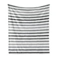 thumbnail image 1 of Striped Soft Flannel Fleece Blanket, Grey and White Stripes Monochrome Tone Brush Style Lines Grunge Retro Digital Print, Cozy Plush for Indoor and Outdoor Use, 50" x 70", White Grey, by Ambesonne, 1 of 5