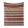 thumbnail image 1 of Striped Soft Flannel Fleece Blanket, Vintage Retro Pattern Geometric 60's Style Red Black Teal and Beige Colored Print, Cozy Plush for Indoor and Outdoor Use, 60" x 80", Multicolor, by Ambesonne, 1 of 5