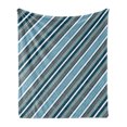 thumbnail image 1 of Striped Soft Flannel Fleece Throw Blanket, Navy Retro Style Diagonal Stripes Pattern Modern Artwork Design Image Print, Cozy Plush for Indoor and Outdoor Use, 50" x 60", White Grey Navy, by Ambesonne, 1 of 6