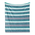 thumbnail image 1 of Striped Soft Flannel Fleece Throw Blanket, Turquoise Dark Tone Stripes Thick and Thin Lines Aqua Colors Pattern Art Print, Cozy Plush for Indoor and Outdoor Use, 50" x 70", Teal White, by Ambesonne, 1 of 5