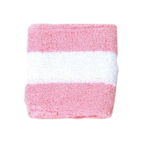 Striped Sports Wrist Band - TWO Pair (2 PIECES) - Pink