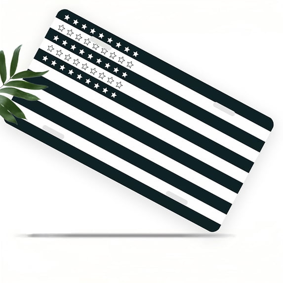 Striped Star Flag Front License Plate, Metal License Plate, Funny Standard Plates Personalized Novelty Decorative For Men/Women/Boys/Girls Car 6×12 Inch