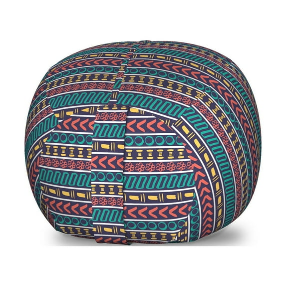 Striped Storage Toy Bag Chair, Style Pattern Geometric Trippy Forms Art Print, Stuffed Animal Organizer Washable Bag, Large Size, Multicolor, by Ambesonne