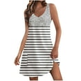 thumbnail image 1 of Striped Sundress for Women Summer Casual Sleeveless V Neck A Line Dress Beach Tank Sundress, 1 of 6
