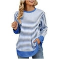 thumbnail image 1 of SHE IS Striped Sweatshirt Women Plus Size Womens Oversized Sweatshirt Crewneck Tunic Sweatshirts for Women Striped Long Sleeve Tops for Women Plus Size Dressy My Orders Placed, 1 of 6