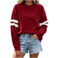 thumbnail image 1 of Striped Sweatshirt for Women Pullover Long Sleeve Sweatshirt Crewneck Pullover Tops Fall Fashion Outfit, 1 of 7