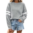 thumbnail image 1 of Striped Sweatshirt for Women Pullover Long Sleeve Sweatshirt Crewneck Pullover Tops Fall Fashion Outfit, 1 of 7
