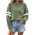 thumbnail image 1 of Striped Sweatshirt for Women Pullover Long Sleeve Sweatshirt Crewneck Pullover Tops Fall Fashion Outfit, 1 of 7