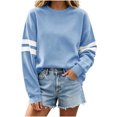 thumbnail image 1 of Striped Sweatshirt for Women Pullover Long Sleeve Sweatshirt Crewneck Pullover Tops Fall Fashion Outfit, 1 of 7