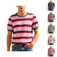 thumbnail image 1 of Striped T Shirts for Man Summer Short Sleeve Crewneck Relaxed Fit Color Block Casual Tee Shirt Streetwear, 1 of 5