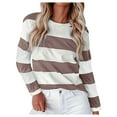 thumbnail image 1 of Striped T Shirts for Women Long Sleeve Crew Neck Color Block Tunic Blouses 2025 Fashion Fall Trendy Causal Basic Pullover Tops, 1 of 5