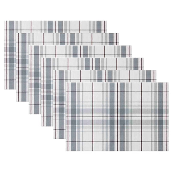 Striped Table Placemats Set Of 6,Vinyl Placemats Woven For Dining Room Restaurant Party Family Gathering -C-30x45cm 12x18in