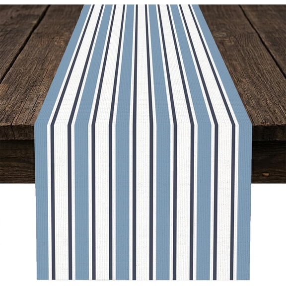 Striped Table Runner, Blue White Striped Modern Minimalism Aesthetics Table Runner for Kitchen Dinning Table Decor Birthday Party Wedding, 13x36 Inch