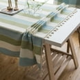 thumbnail image 1 of Striped Tablecloth Mediterranean Blue Linen Rectangular Table Cloth for Coffee Tables Non-Fray Fabric with Easy Care for Casual Dining and Home Decor Topliu, 1 of 6