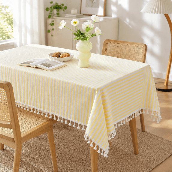 Striped Tablecloth Rectangle Tableclothston Blend Table Cloth Washable ...