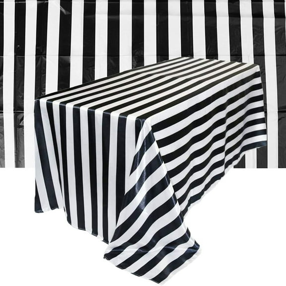 Striped Tablecloth Water Proof Wedding Decorations White Black Party Mats 2 Pcs