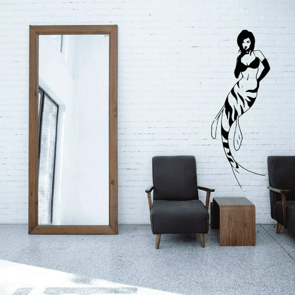 Striped Tail Bikini Mermaid Decal - 36 Inches