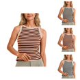 thumbnail image 1 of Striped Tank Tops for Women Ribbed Knit Crewneck Sleeveless Shirt Summer Womens Tanks, 1 of 9