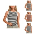 thumbnail image 1 of Striped Tank Tops for Women Ribbed Knit Crewneck Sleeveless Shirt Summer Womens Tanks, 1 of 9
