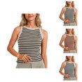thumbnail image 1 of Striped Tank Tops for Women Ribbed Knit Crewneck Sleeveless Shirt Summer Womens Tanks, 1 of 9