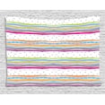thumbnail image 1 of Striped Tapestry, Abstract Wavy Stripes Polkadots Ribbons Bows and Hearts Girly Patterned, Wall Hanging for Bedroom Living Room Dorm Decor, 80W X 60L Inches, Green Blue Pink White, by Ambesonne, 1 of 2