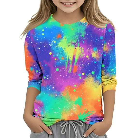 Striped Tee Shirt for Teen Girl Elbow Sleeve Shirt Loose Fit Crewneck Top Color Block Tshirt Shirt Children