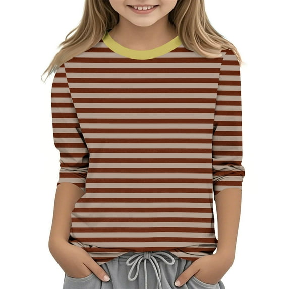 Striped Tee Shirt for Teen Girl Elbow Sleeve Shirt Loose Fit Crewneck Top Color Block Tshirt Shirt Teen Girl Clothes Sale