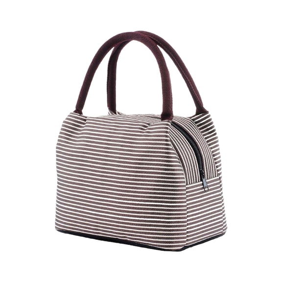 Striped Thermal Lunch Bag, Insulated Cooler Tote, Portable Food Carrier, Handheld Thermal Storage Pouch, Outdoor Cool Bag, Meal Thermal Bag, Leakproof Cute Lunch Tote for Work Picnic Travel
