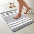 thumbnail image 1 of Striped Thick Fluffy Microfiber Bathroom Rug, Non Slip Latex Absorbent Gradient Stripe Bath Mat for Shower Entry Floor, 1 of 6