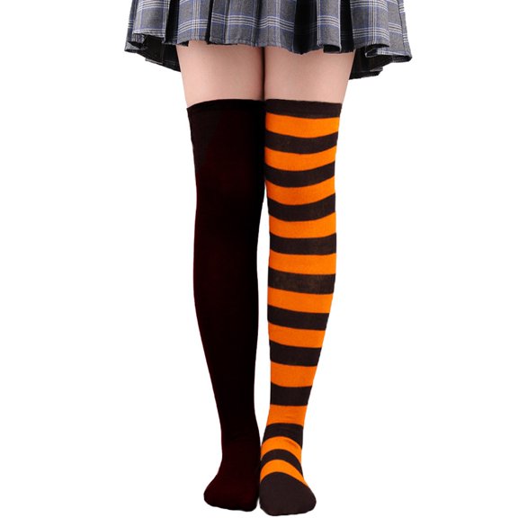 Striped Thigh High Socks Elastic Over The Knee Knit Stockings for Halloween Christmas Daily and Costume