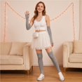 thumbnail image 1 of Striped Thigh High Socks and Fingerless Arm Warmers Set for Women, Halloween Cosplay and Holiday Party Costume Accessories, Over Knee High Stockings with Matching Gloves, 1 of 6