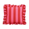 thumbnail image 1 of Striped Throw Pillow Cover 18X18 Inch Pink Red Ruffled Decorative Throw Pillow Covers Throw Pillow Covers for Couch Living Room Pillow Covers for Home Sofa Decor 1 Pack, 1 of 8