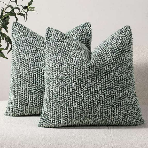 Striped Throw Pillow Covers 24x24 Set of 2 Green Textured Boucle Chic Morden Boho Accent Farmhouse Square Decorative Couch Pillow Covers for Home Decor Bed Sofa Living Room