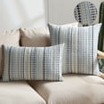 thumbnail image 1 of Striped Throw Pillow Covers Set of 2 Beige Textured Boucle Chic Morden Boho Accent Farmhouse Square Decorative Couch Pillow Covers for Home Decor Bed Sofa Living Room, 1 of 7