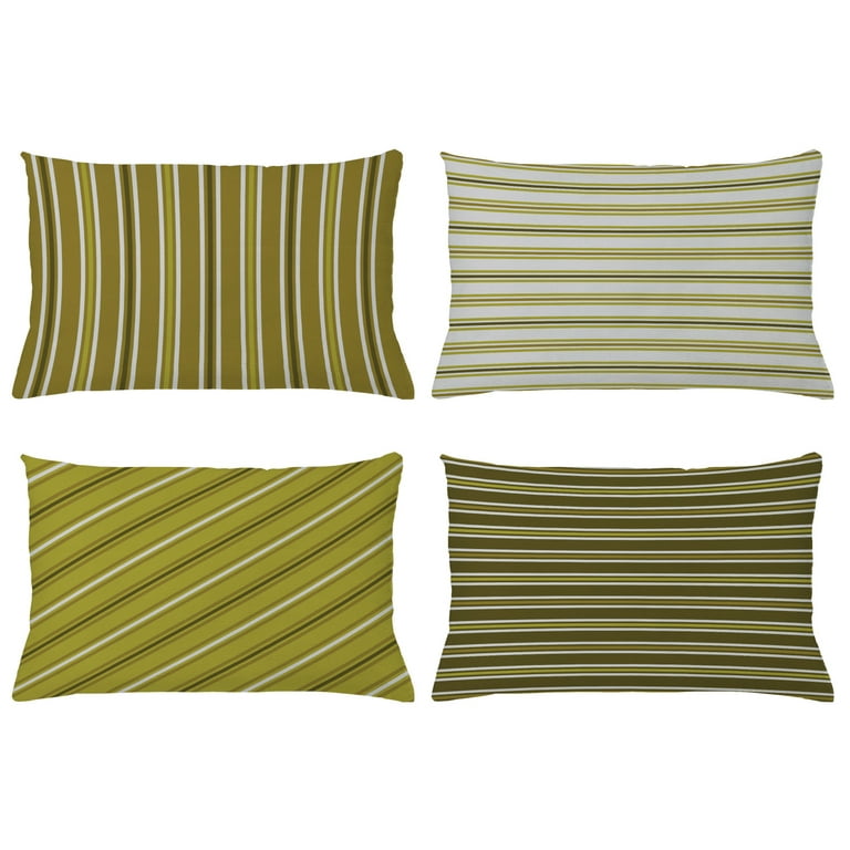 Set Of 4 White And Yellow Diagonal Pillow Covers Set Of 4 White And Yellow Diagonal Pillow Covers