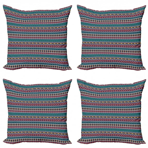 Ambesonne Ethnic Throw Pillow Cover 4 Pack, Style, 20", Multicolor