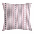 thumbnail image 1 of Striped Throw Pillow Cushion Cover, Primitive Shapes with Flowers Circles Ancient Folk Culture Inspired Trippy Motif, Decorative Square Accent Pillow Case, 18 X 18 Inches, Pink Purple, by Ambesonne, 1 of 2